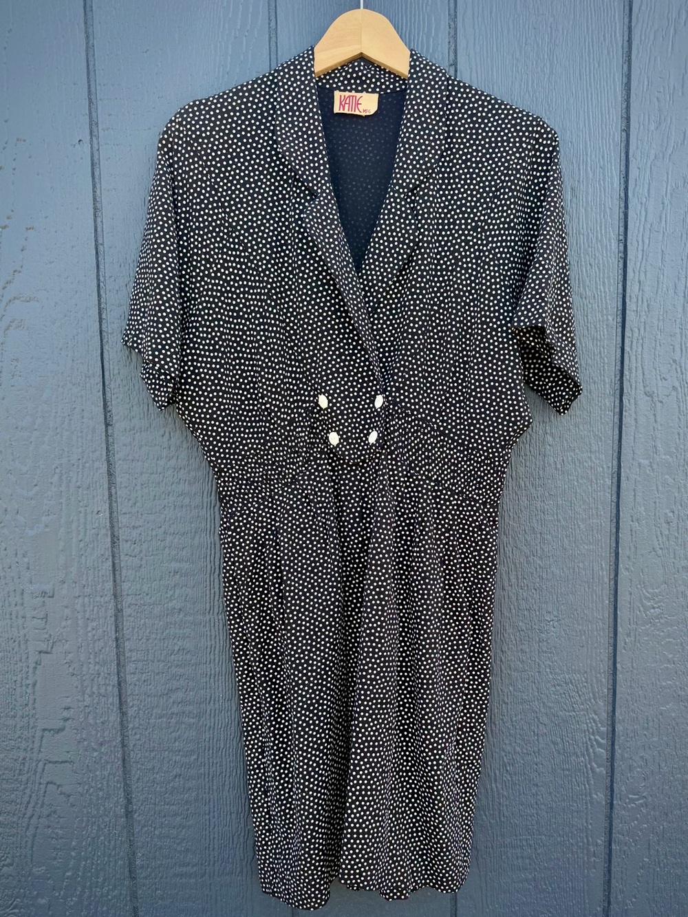 KATIE MFG Black & White Polka Dot Short-Sleeve Romper/Jumpsuit